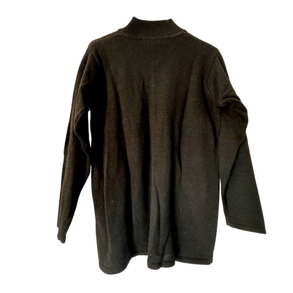 Vintage Victoria Jones Black Beaded Mock Neck Buttoned Sweater Cardigan, Size M - Picture 2 of 6